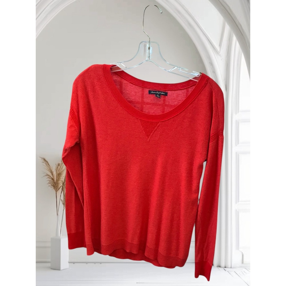 American Eagle Outfitters Red Knit Sweater Crew Neck‎ Long Sleeve Small